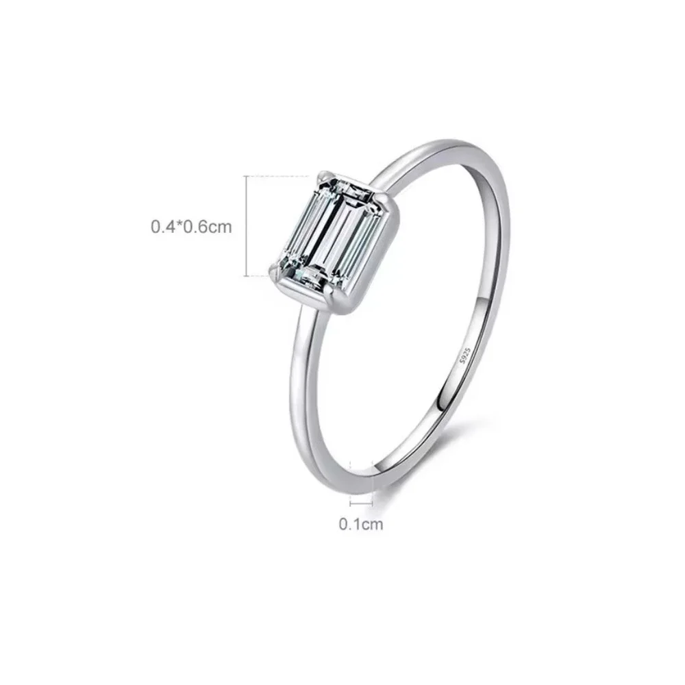 NEW Emerald Cut 5A‎ CZ Ring | Rhodium 925 Sterling Silver, 6
